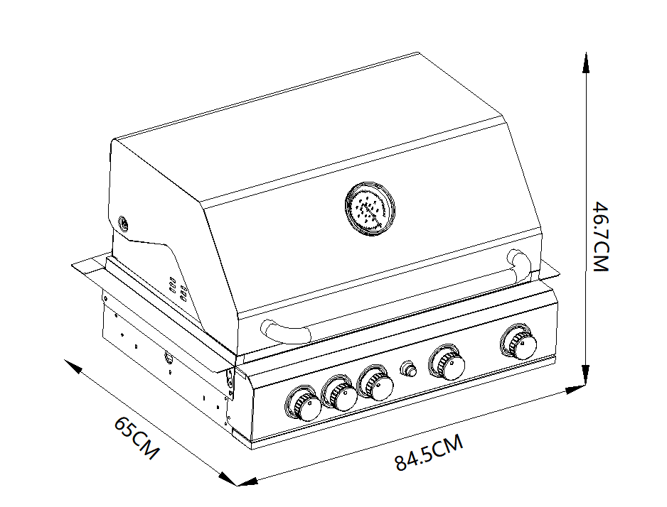 Premium Outback Signature 4 Brenner Hybrid Stainless Steel Grill - Built-In