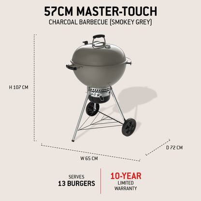 Premium NEW 2026 Model Weber Master-Touch GBS C-5755 Holzkohle Kettle Grill in Smoke Grey, 57cm