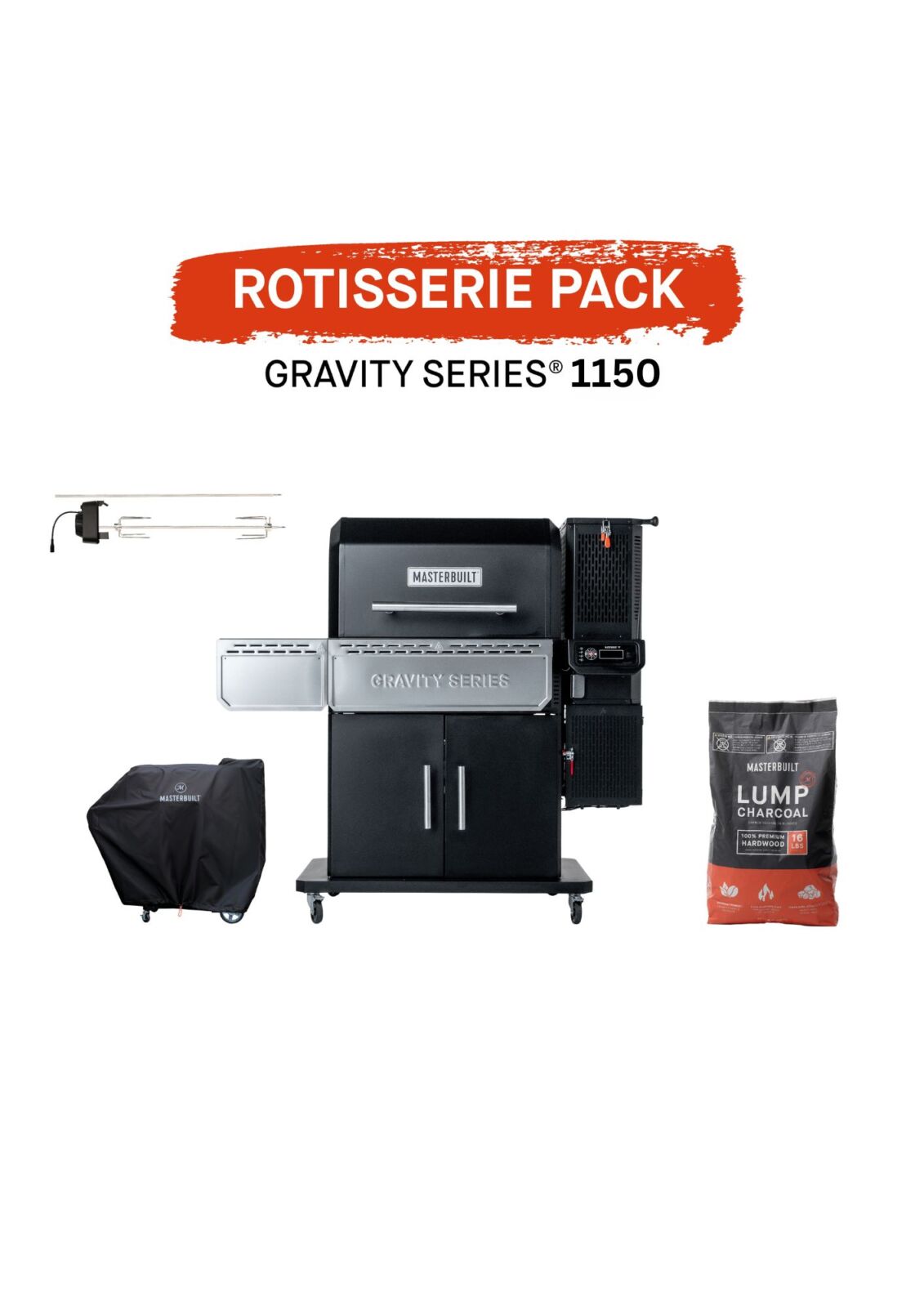 Premium Masterbuilt Gravity 1150 Grill mit Rotisserie Pack