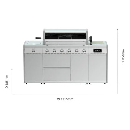 Premium Grillstream Islund 6 Brenner Hybrid Gas & Holzkohle Grill