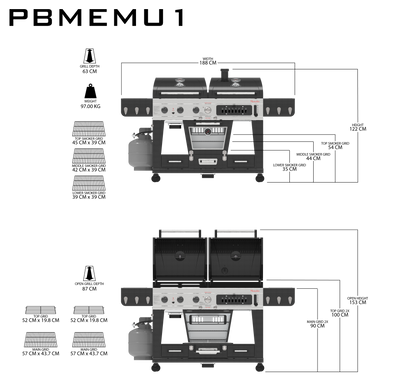 Premium Pit Boss Memphis 1.0 Ultimate Combo Räucher Grill Grill mit Abdeckung + Regulator