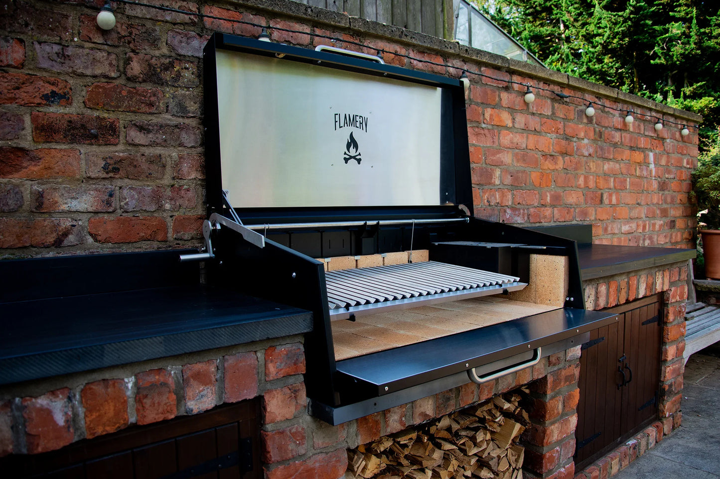 Premium Flamery Klein Asado Grill mit 50/50 Split Grill