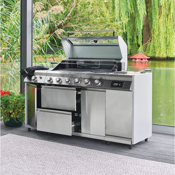 Premium Grillstream Islund 6 Brenner Hybrid Gas & Holzkohle Grill