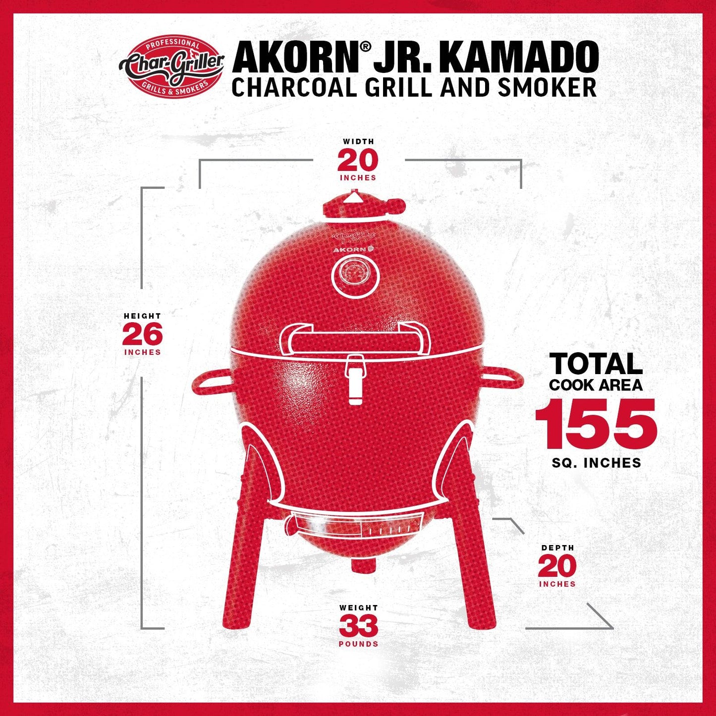 Premium Char-Griller Schwarz Akorn Junior Kamado Holzkohle Grill