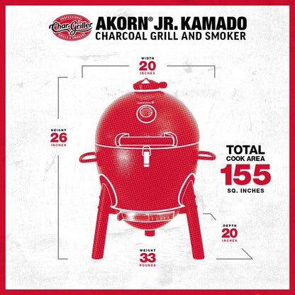 Premium Char-Griller Schwarz Akorn Junior Kamado Holzkohle Grill