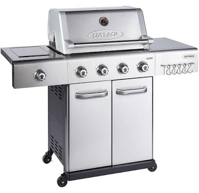 Premium Jupiter 4 Stainless Steel Hybrid Grill mit Abdeckung, Pizza Stone und Grillplatte