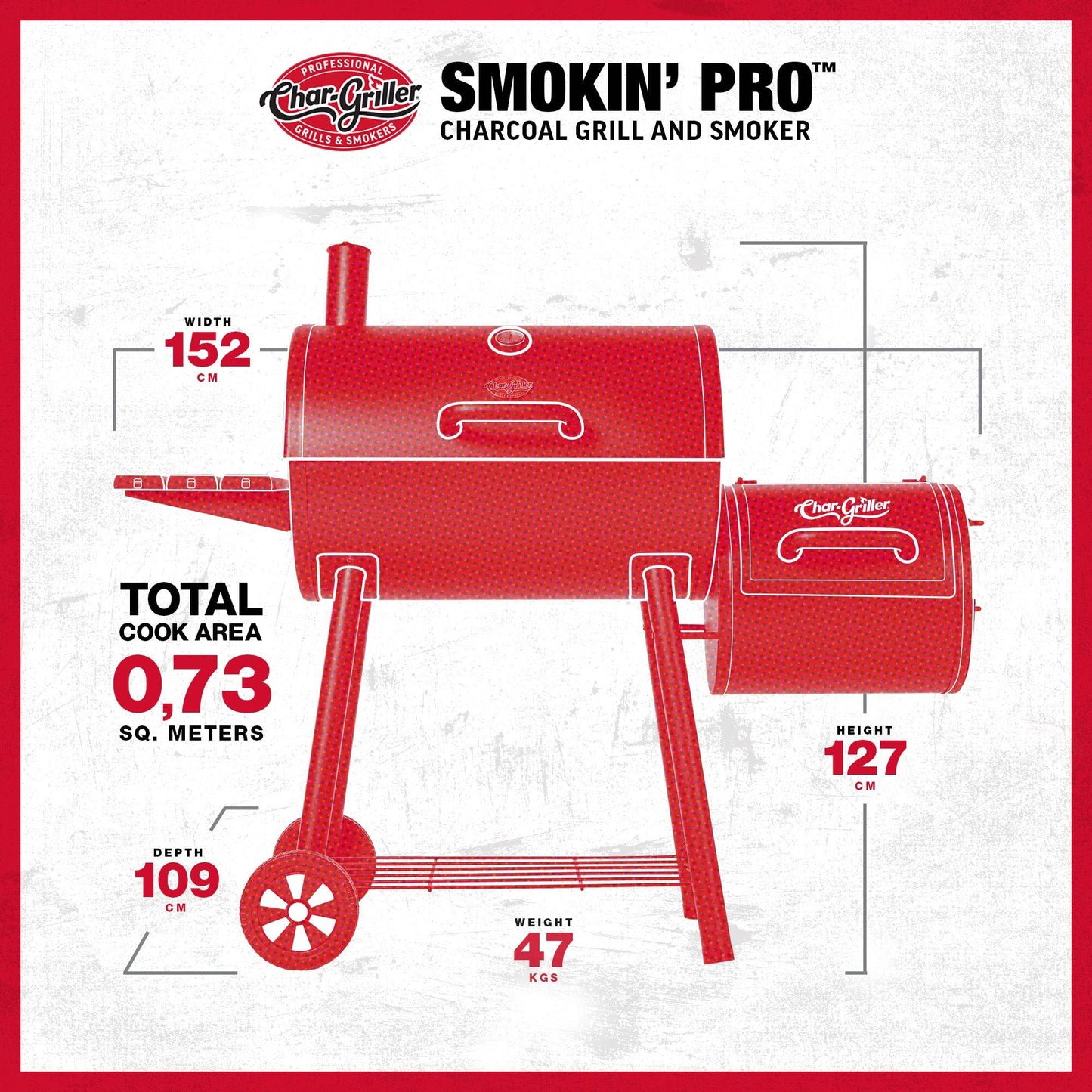 Premium Smokin' Pro Holzkohle Grill und Offset Smoker by Char-Griller