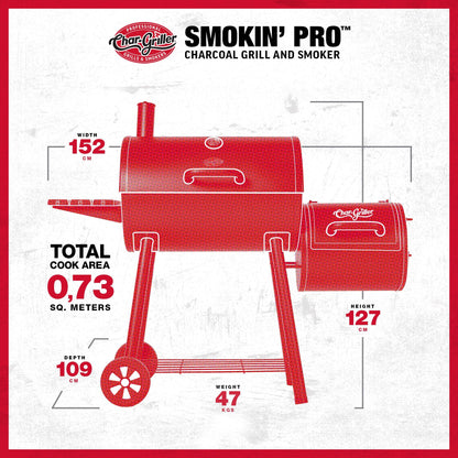 Premium Smokin' Pro Holzkohle Grill und Offset Smoker by Char-Griller